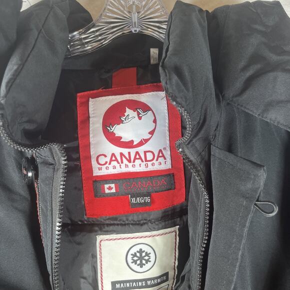 Canada WeatherGear Mens Black Bomber Jacket Hooded Parka Coat Size XL - Picture 2 of 15